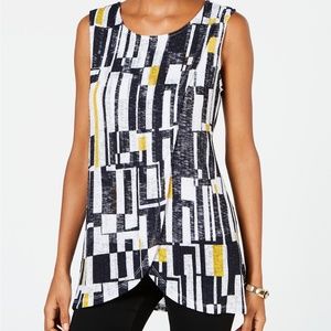 Alfani Macy's Crossover Tulip Hem Printed Overlay